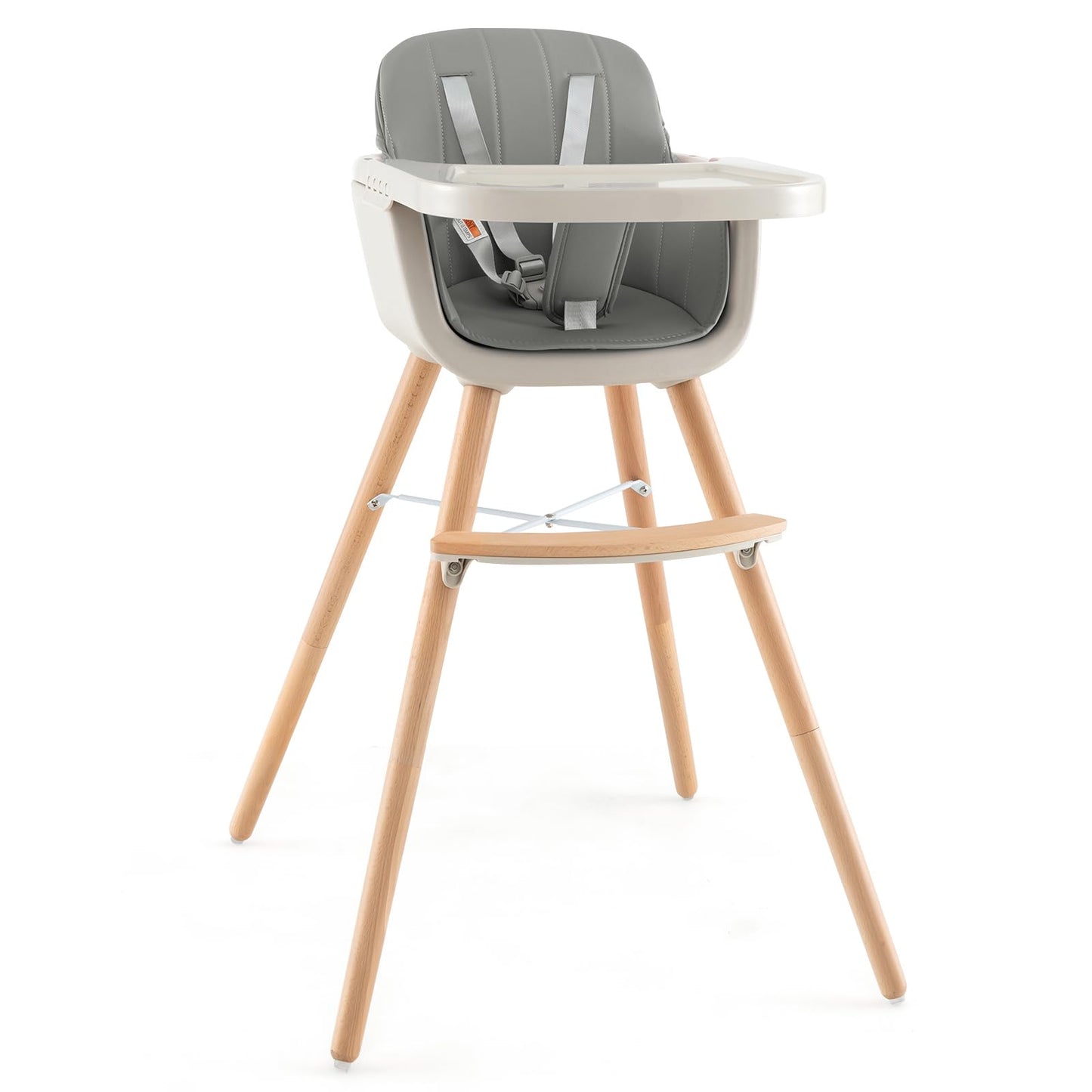 GLACER High Chair, 3-in-1 Convertible Wooden High Chairs for Babies and Toddlers w/Removable Tray, Booster Seat, 5-Point Safety 