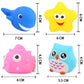 Bath Toys, 8 Pcs Light Up Floating Rubber Animal Toys Set, Flashing Color Changing Light in Water, Baby Infants Kids Toddler Chi