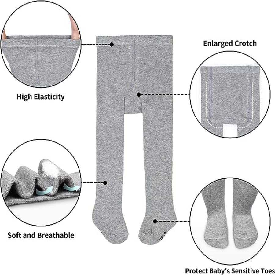 Sptramle Baby Girls Tights, Leggings Stockings For Newborn Toddler Girls(9-18 Months),3 Pack Infant Knit Cotton Pantyhose