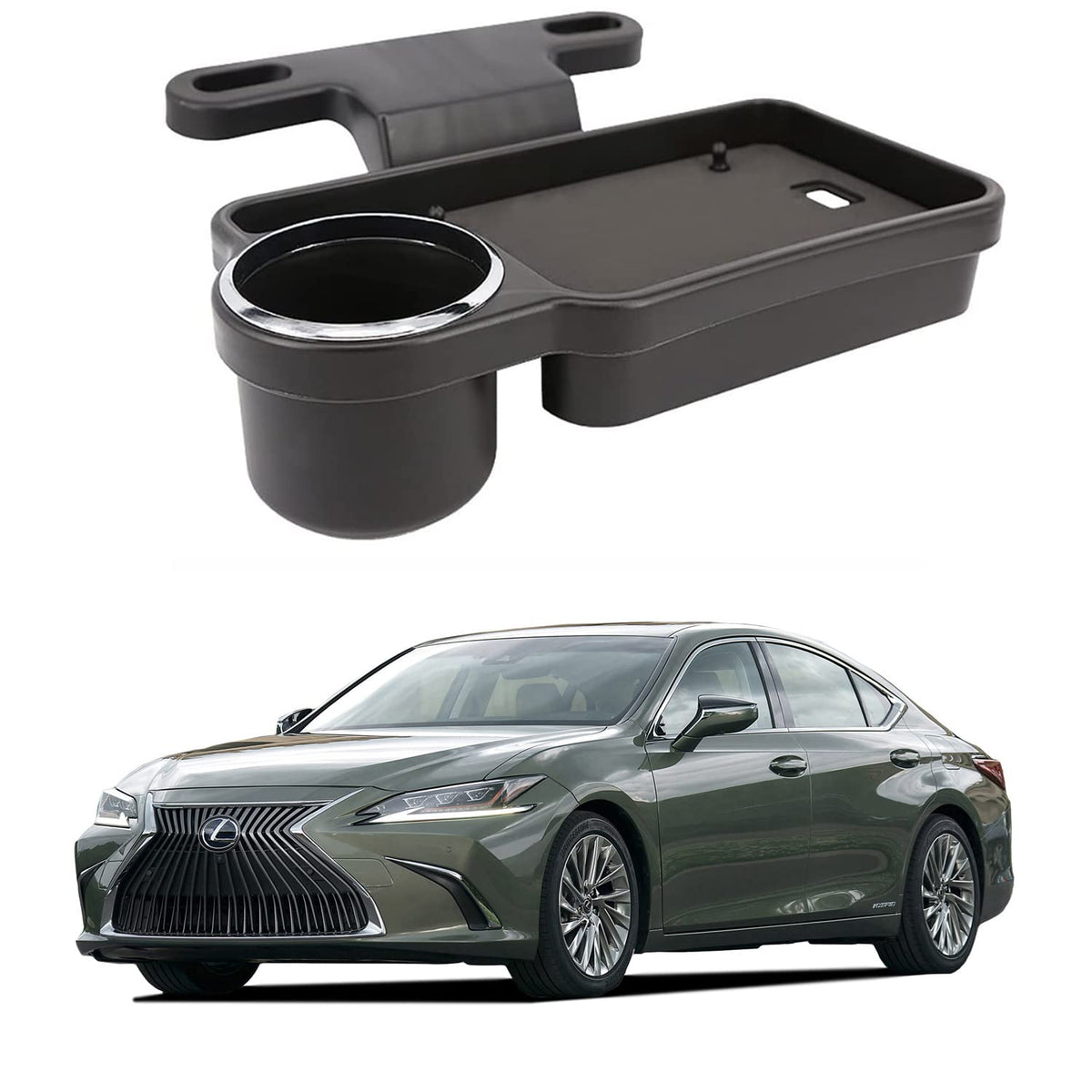 Oshotto (FT04) Foldable Car Auto Headrest Rear Back Seat Table Drink Food Cup Tray Holder Compatible with Lexus ES  Black