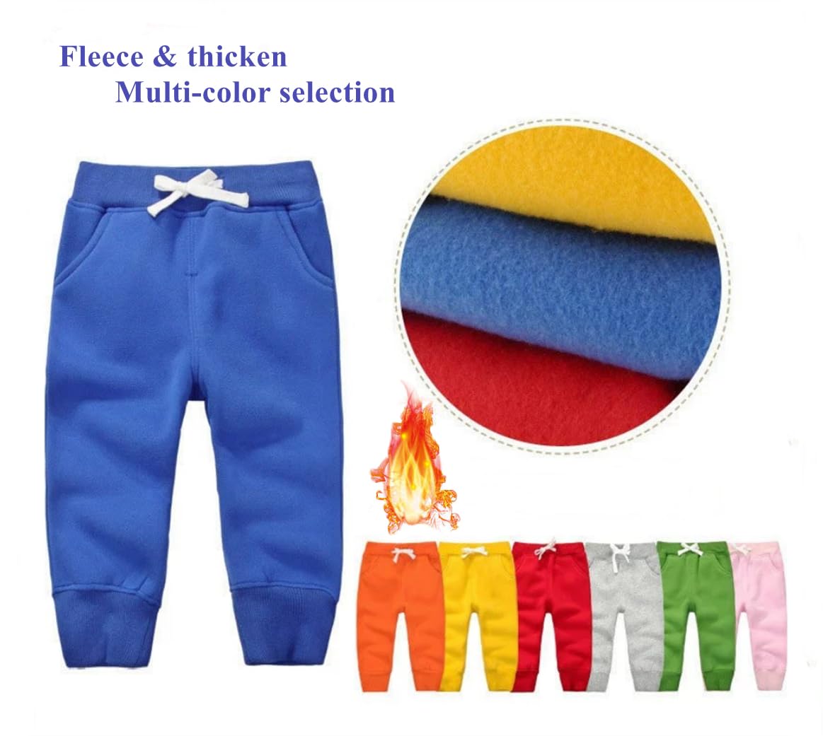 Cuteon Unisex Toddler Jogger Pants Kids Cotton Elastic Waist Winter Baby Sweatpants Pants 4Years Blue