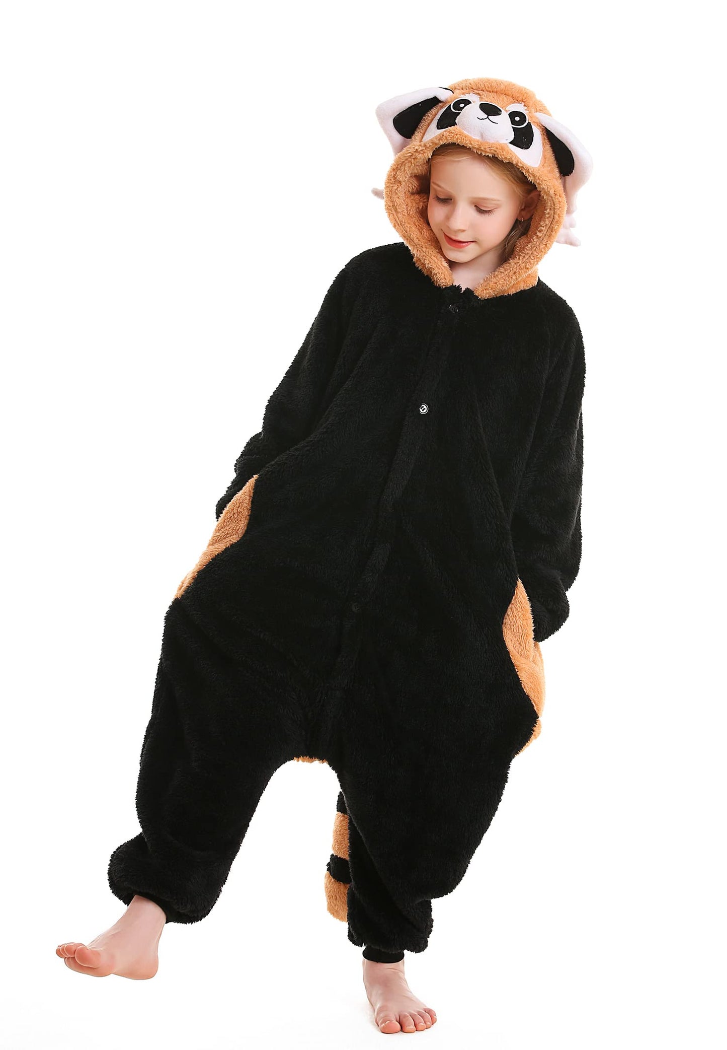 Atoz Onesie For Kids, Animal Pajamas Halloween Cosplay Costume For Girls Boys, Raccoon 6-7Y