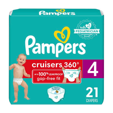 Pampers Diapers - Cruisers 360 - Size 4, 21 Count, Babyproof Up To 100% Leakproof Pull-On Diaper