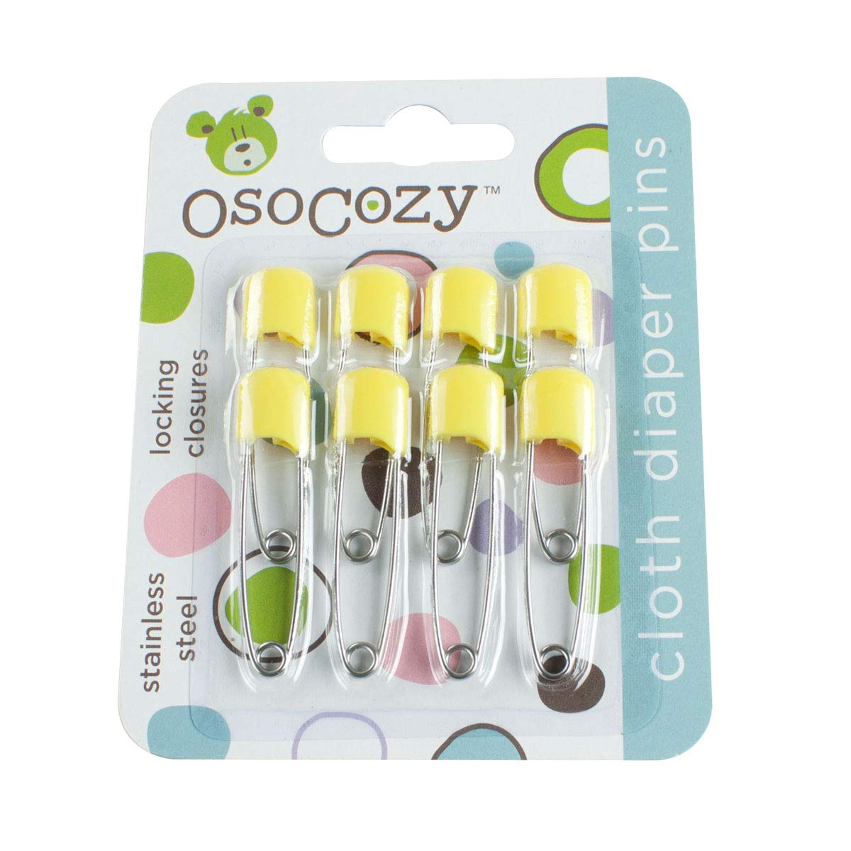 OsoCozy Diaper Pins - {Yellow} - Sturdy, Stainless Steel Diaper Pins with Safe Locking Closures - Use for Special Events, Crafts