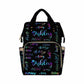 Artsadd Custom Name Diaper Bag Mommy Nappy Bags, Personalized Black Purple Gradient Monogram Handbags Large Capacity Multi-Funct