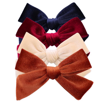 Vintage Velvet Bow Hair Clips for Baby Girl Kids Women Fall Velvet Christmas Hair Bows Barrettes Accessories (4 pcs Vintage)