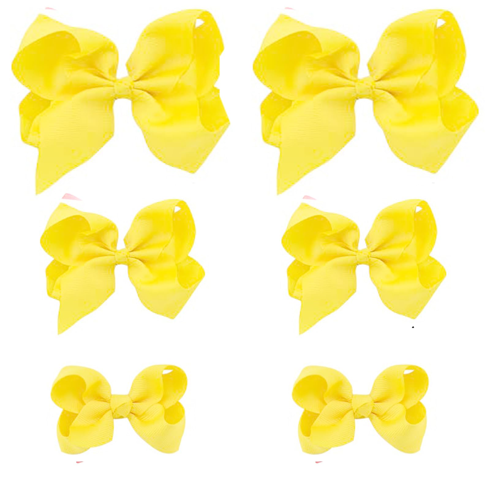 Yellow Bows For Girls,6Pcs Hand-Made Grosgrain Ribbon Hair Bows Alligator Clips Hair Accessories For Little Teen Toddler Girls K