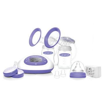 Lansinoh Signature Pro Double Electric Breast Pump, Portable Breast Pump, 3 Power Options, Lcd Display, Includes Breast Pump Bag