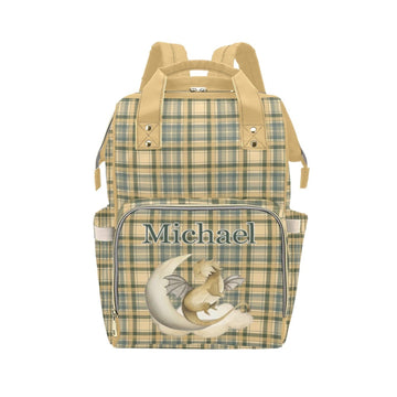 Noverbibi Custom Diaper Bag - Personalized Woodland Green Baby Bag with Name - Mommy Daypack Tote