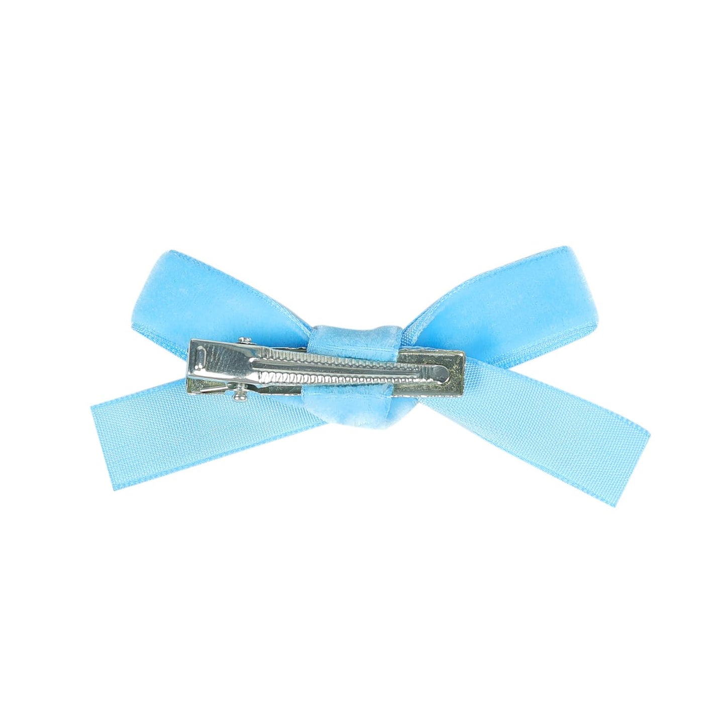 Cute 3.2' Sky Blue Assorted Velvet Bow Hair Clips For Baby Girls, Toddlers, Kids, And Teens - 2 Pack
