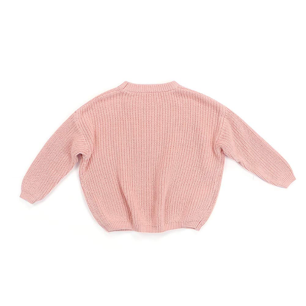 Afunbaby Baby Girl Boy Knit Sweater Blouse Pullover Sweatshirt Warm Crewneck Long Sleeve Tops For Infant Toddler (3-4T,A-Pink)