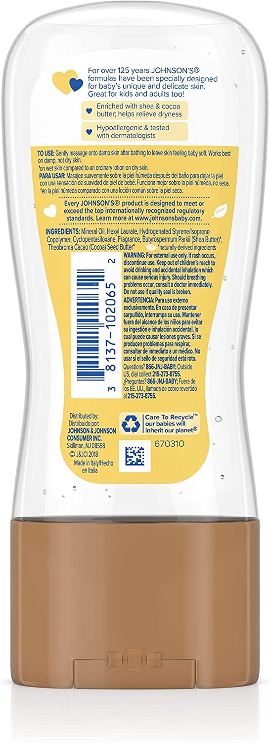 Johnson'S Baby Oil Gel Enriched With Shea And Cocoa Butter, Great For Baby Massage, 6.5 Fl. Oz (Pack Of 2)