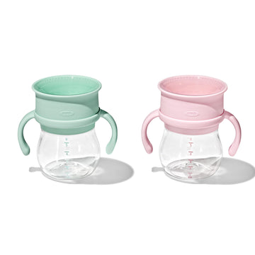 Oxo Tot Transitions 360 Cup 6 Oz. With Handles - Opal And Blossom - 2 Pack