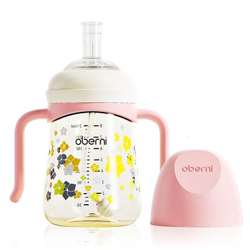 Oberni Ppsu No Spill Sippy Cups,Weighted Straw Toddler Water Bottle With Handle,Spill Proof Toddler Cup With 2 Nipple For Baby 6