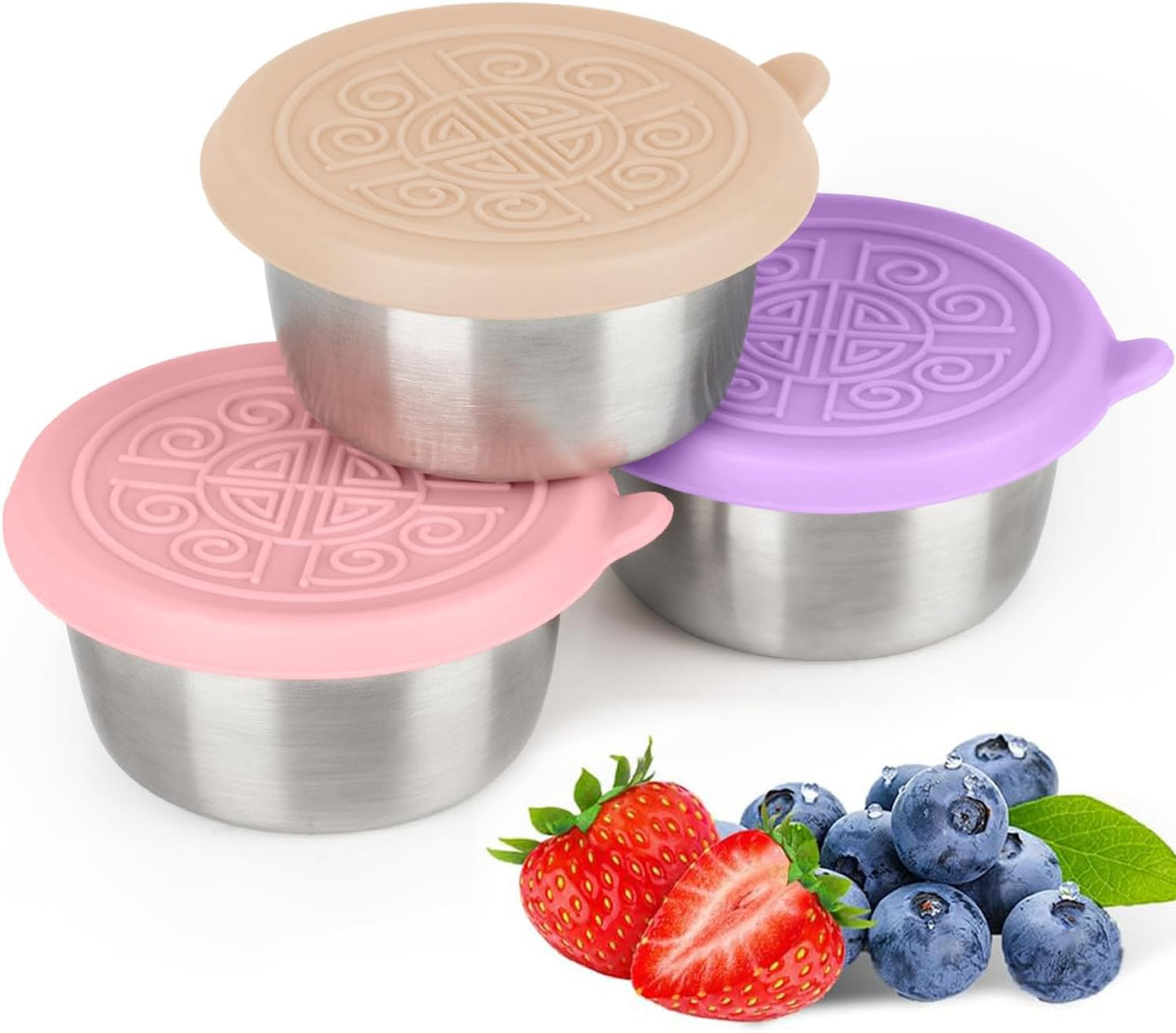 Qweidhi Stainless Steel Snack Containers For Kids, Stackable Snack Containers (3 Pack)