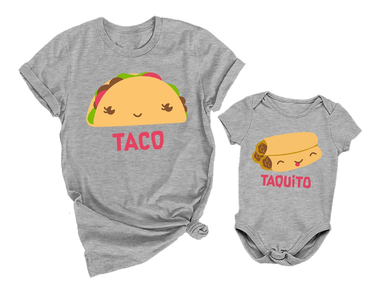 Taco Taquito Mommy And Me Outfits Gifts For New Moms First Mothers Day Mom & Infant Baby Bodysuit Matching Set Taco Gray Large/T
