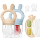2 Packs Baby Fruit Feeder & Freezer Tray Combo, Push Pop Baby Food Feeder to Safely Introduce New Foods, Fresh & Frozen Food Sil
