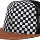 Funky Junque Checkered Baby Hat, Kids and Toddler Flat Brim Hat, Sizes 12-24 Months, Faux Leather Brim - Checker/Faux Leather Br