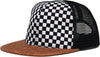 Funky Junque Checkered Baby Hat, Kids and Toddler Flat Brim Hat, Sizes 12-24 Months, Faux Leather Brim - Checker/Faux Leather Br