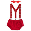 1St Valentine'S Day Outfit Boy Baby First 1St Birthday Outfit Cake Smash Photo Props Bloomers Diaper Cover Adjustable Suspender