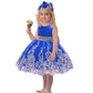 Flower Girls Dresses Wedding Baby Birthday Party Christmas Easter Pageant Event Prom Lace Dress (Sapphire,90)