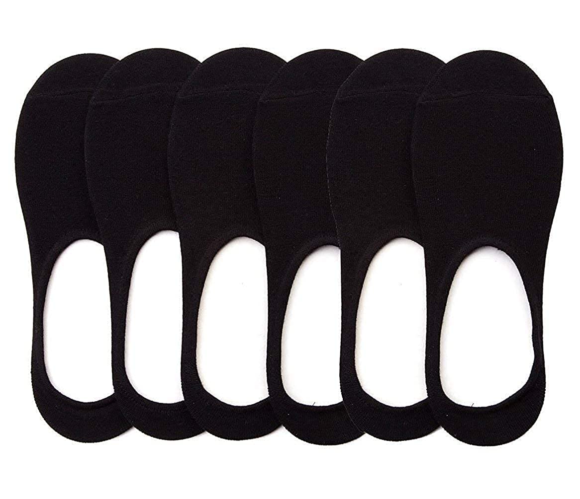Creature Unisex Loafer Socks No Show Blended Socks With Silicon Support (Pack Of 6, Black)