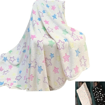 MOM CARE Glow in The Dark Blanket for Babies (44 x 39 in / 110 x 100 cm)  UltraSoft Flannel Fleece, Luminous Stars, AllSeason