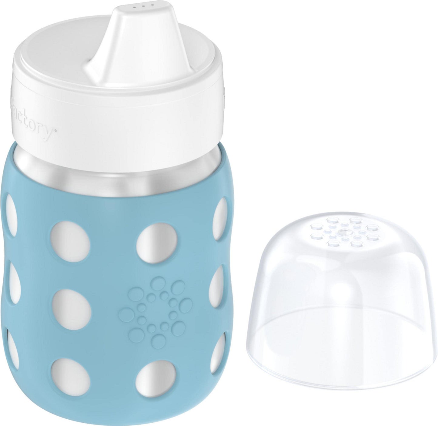 Lifefactory 8-Ounce Stainless-Steel Vacuum-Insulated Wide-Neck Baby Bottle With Hard Sippy, Denim, Ls2221Wde4