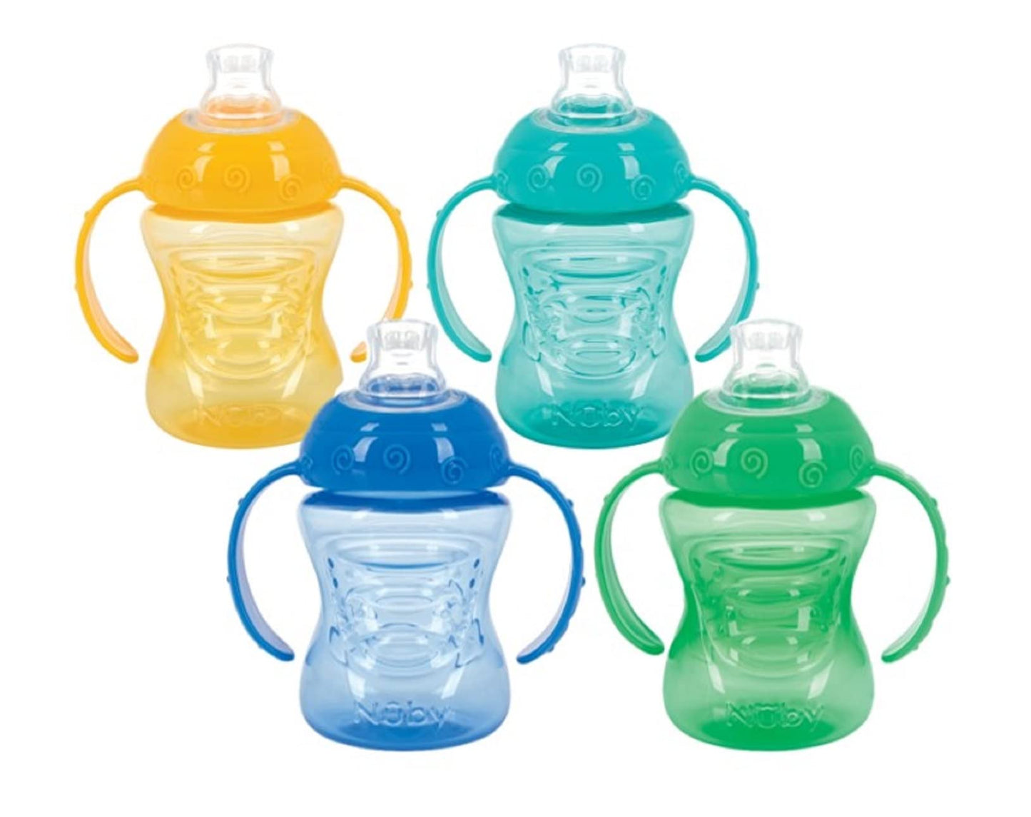 Nuby Two-Handle No-Spill Super Spout Grip N  Sip Cu (4 Count, CMV)