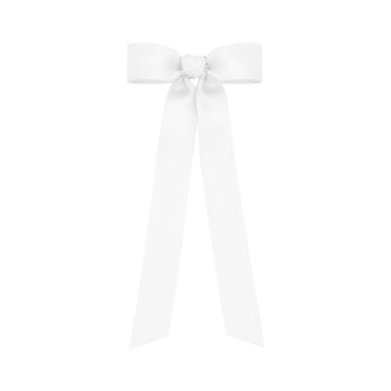 Wee Ones Girls Mini Grosgrain Bowtie with Knot Wrap and Stream Tails, 8 Streamer, White