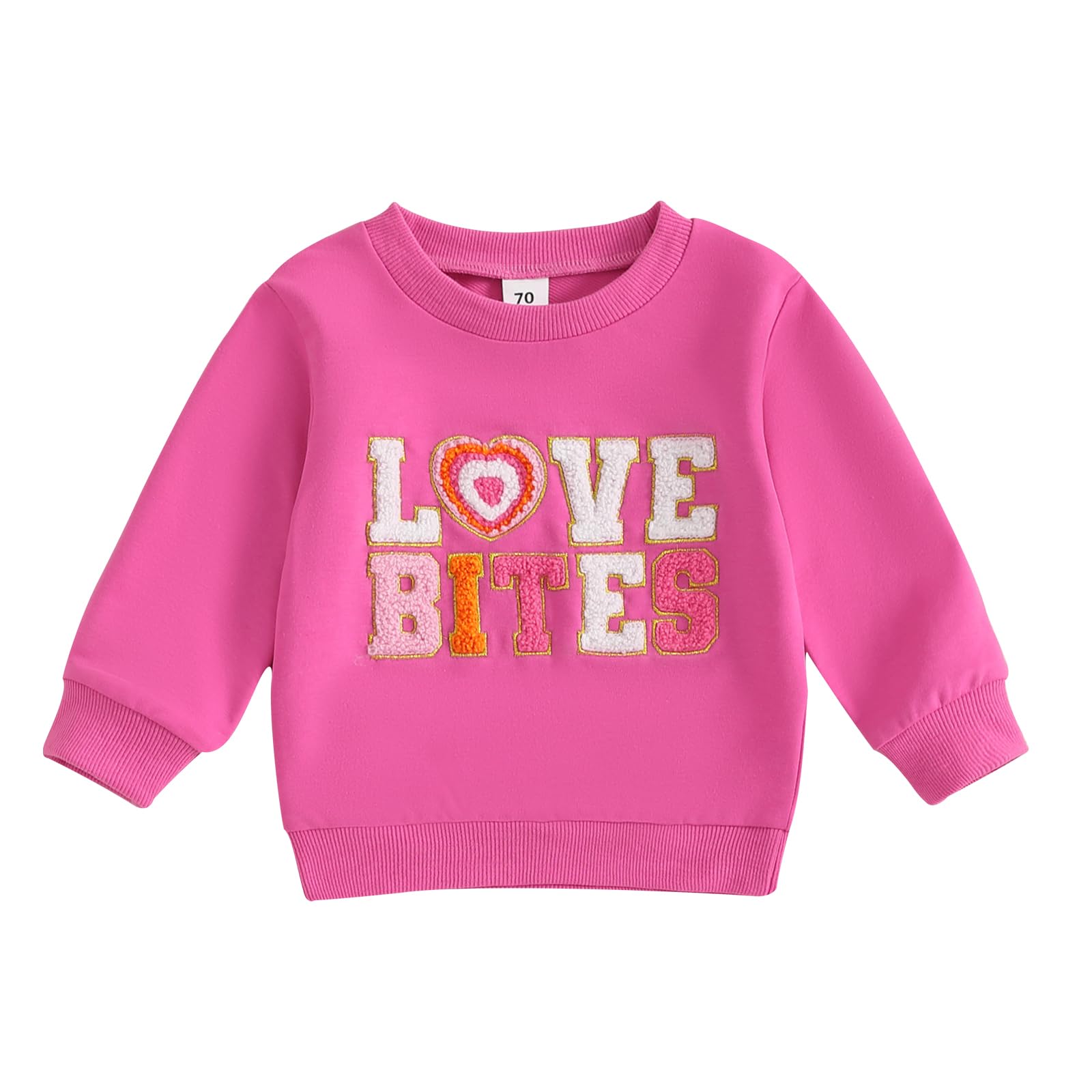 ZyHwShine Toddler Baby Girl Valentines Day Outfit Letter Embroidery Sweatshirt Crewneck Pullover Long Sleeve Sweater Clothes (a-
