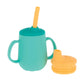 Nuby 3-Stage Training Cup Set - Silicone Tumbler with Spout and Straw Combo - 4 oz - 6+ Months - Neutral