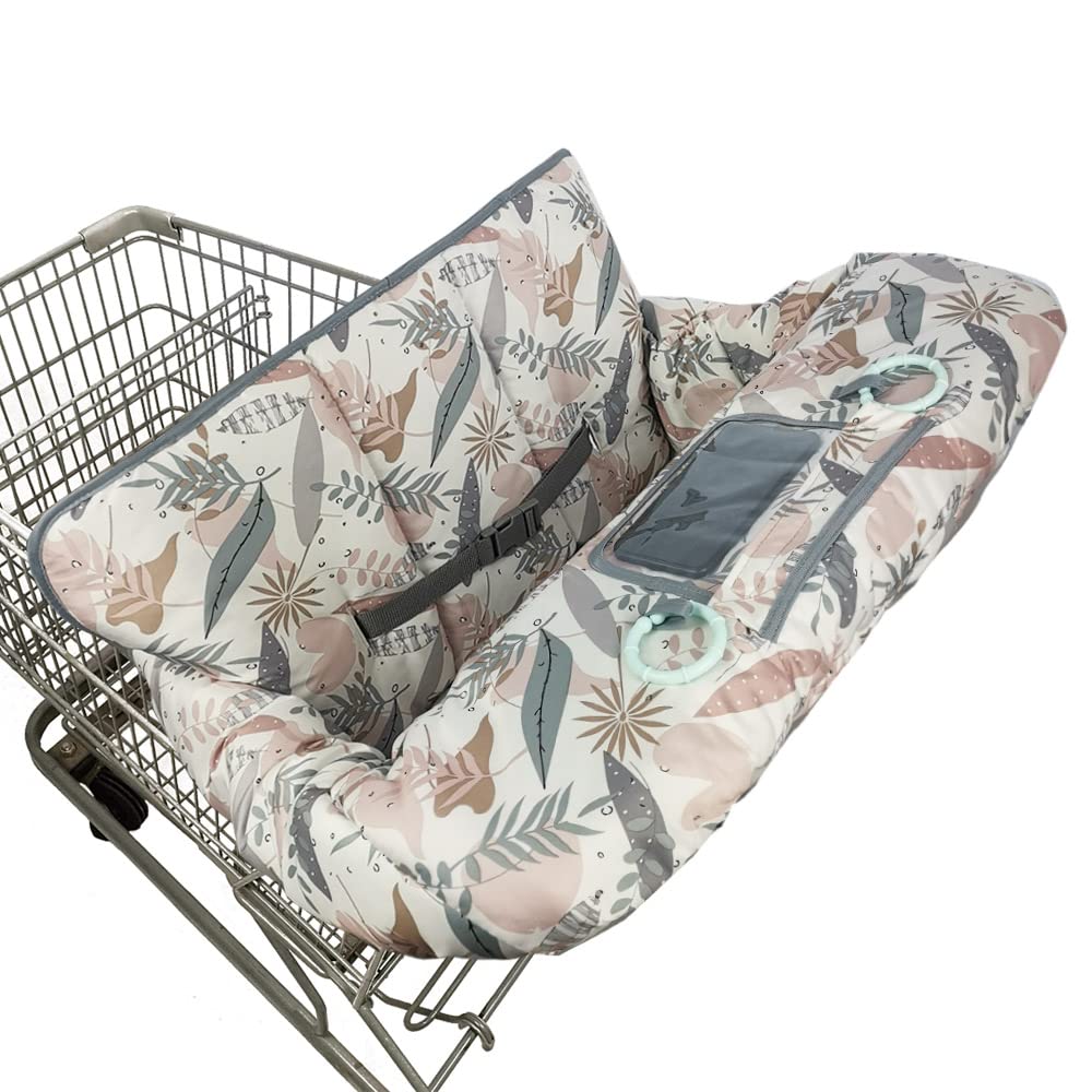 Shopping Cart Cover For Baby, 2 In 1 High Chair Cover For Restaurant Seat & Grocery Cart Cover For Babies, Thick Padded With Cle