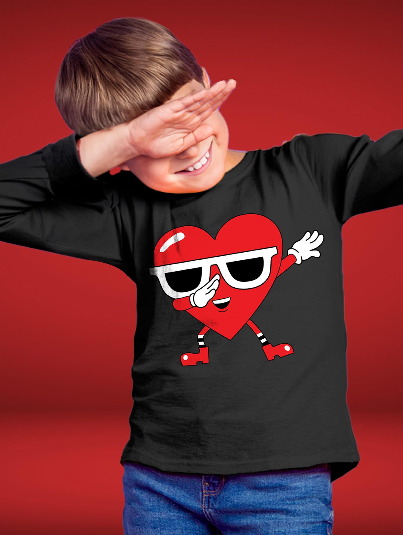 Dabbing Heart Love Dab Valentine'S Day Toddler Kids Long Sleeve T-Shirt 2T Black