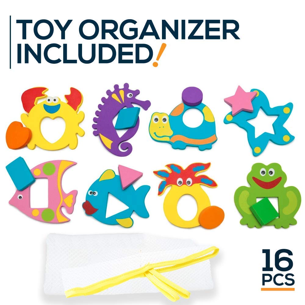 Foam Bath Toys - 100% Non-Toxic Floating Puzzles Animals - Early Learning Bathtub Toy - Fun Educational Geometric Shapes for Tod