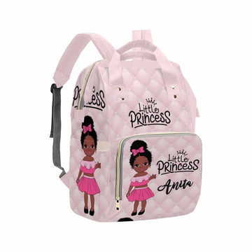 Artsadd Personalized Large Capacity Diaper Bags, Pink Little Princess Daypack Custom Name Backpack Casual Daypack Bag Nappy Bag