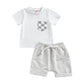 Adobabirl Toddler Baby Boy Summer Clothes Short Sleeve Plaid Pocket Tshirt Top Solid Shorts Set Casual Outfits (Checked Pocket-W