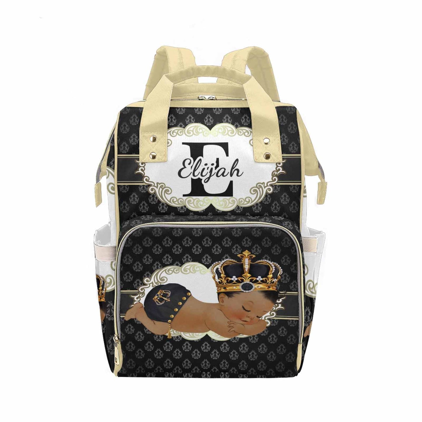 M Yescustom Personalized Baby Diaper Bags For Women Men, Custom Brown Prince Backpack Customized Nappy Mommy Bag Backpack For So