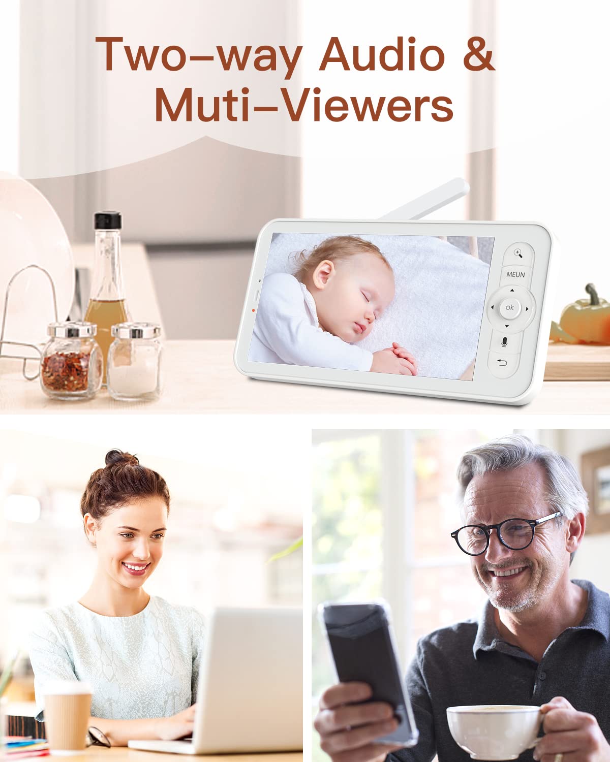 Arenti Baby Monitor, 2K Video Baby Camera With 5-Inch Upgraded Wireless Display, Super Night Vision, Lullabies, Cry & Motion Det