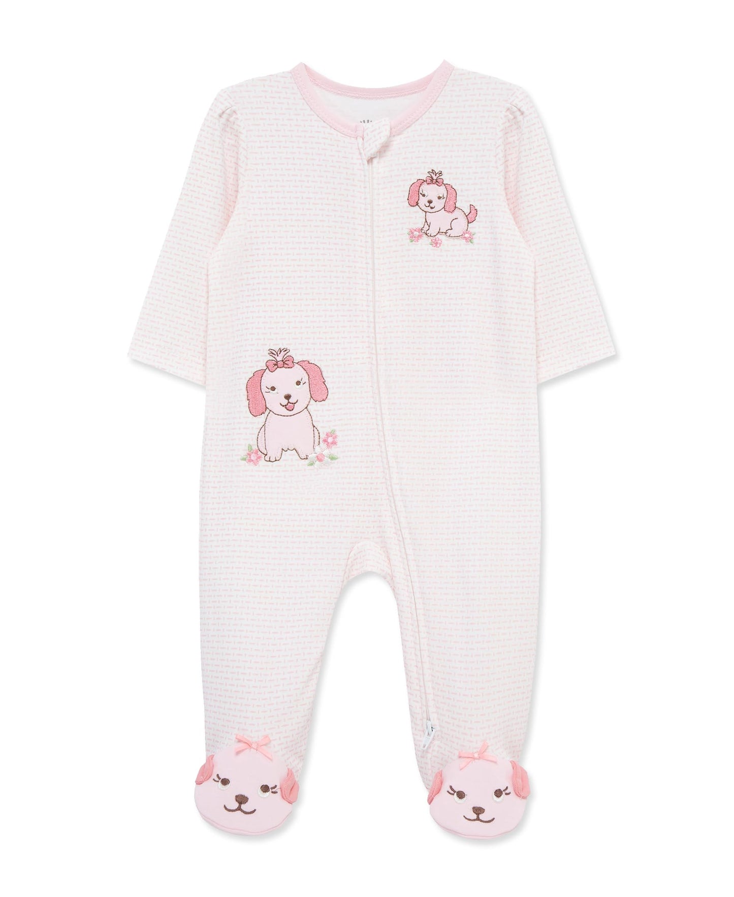 Little Me Clothes for Baby Girls' Lovely Pups Footie, Sleeper, Pajamas, Pink, 6 Months