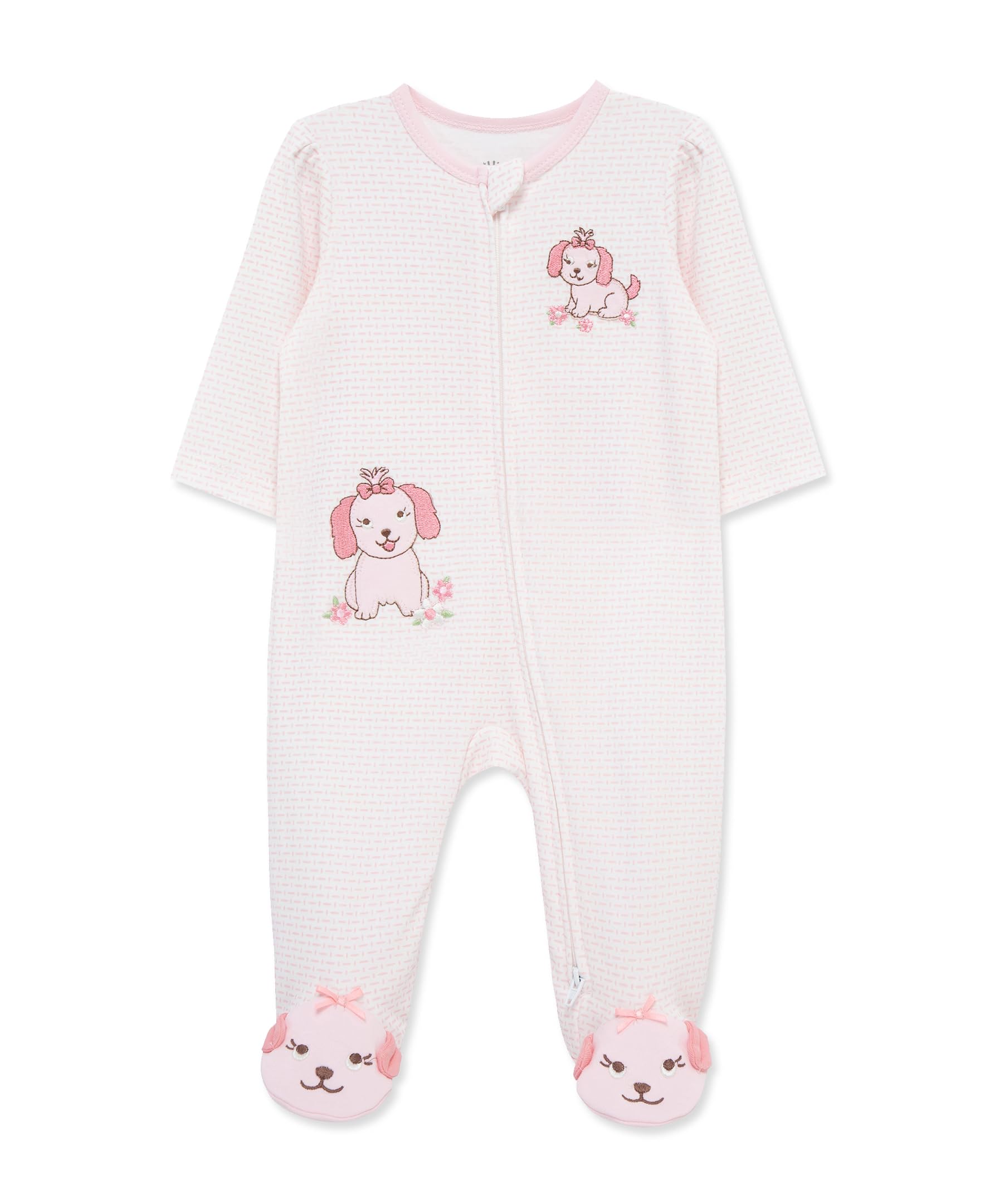 Little Me Clothes for Baby Girls' Lovely Pups Footie, Sleeper, Pajamas, Pink, 6 Months