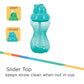 Nuby 3 Pack No Spill Flip It Soft Straw Toddler Sippy Cups - Toddler Cups Spill Proof With Easy And Firm Grip - Green, Blue, Aqu