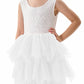 2Bunnies Girl Peony Lace Back A-Line Tiered Tutu Tulle Flower Girl Dress (No Applique White, 5)