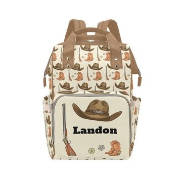 Personalized Diaper Bag Backpack for Women, Custom Name Nursing Mommy Daypack, Diaper Bag for Girls Boys, New Mom Gifts (Cowboy)