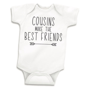 Bump And Beyond Designs Cousins Make The Best Friends One Piece Baby-Boys Pregnancy Reveal To Family Leotard White, 6-12 Months