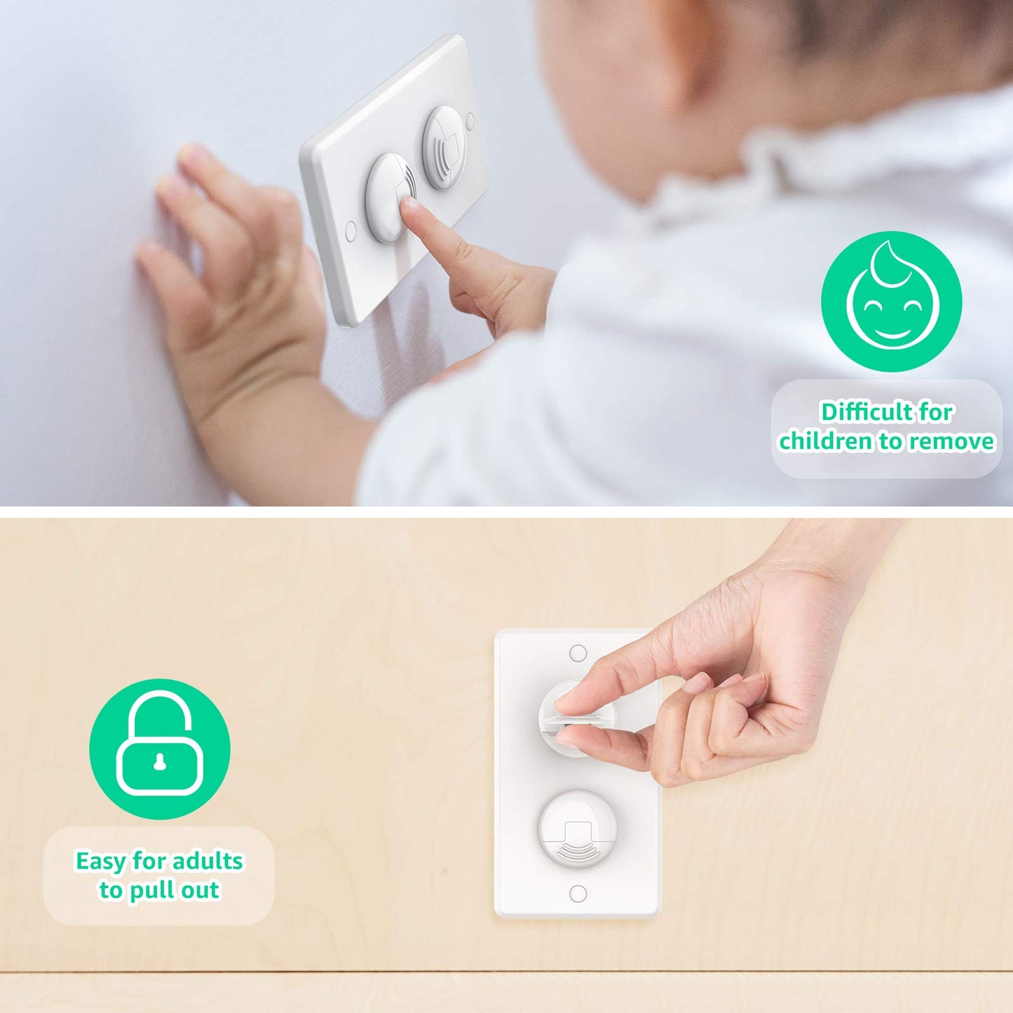 Outlet Covers (42 Pack) With Hidden Pull Handle Baby Proofing Plug Covers 3-Prong Child Safety Socket Covers Electrical Outlet P