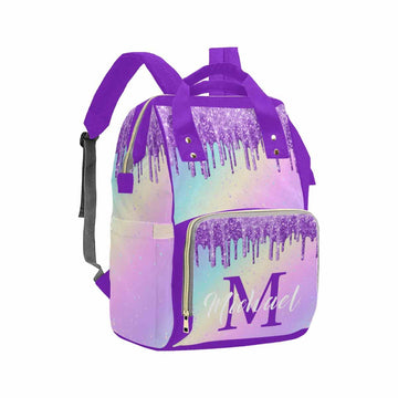 Artsadd Customized Mother'S Day Diaper Bags, Personalized Rainbow Color Backpack With Name For Women Birthday Custom Nursing Bag