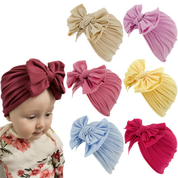 Xyx Baby Girl Toddlers Breathable Cotton Hat Newborn Knotted Hat Cute Donut Soft Turban Bow Knot Cap (Multicolored-12)