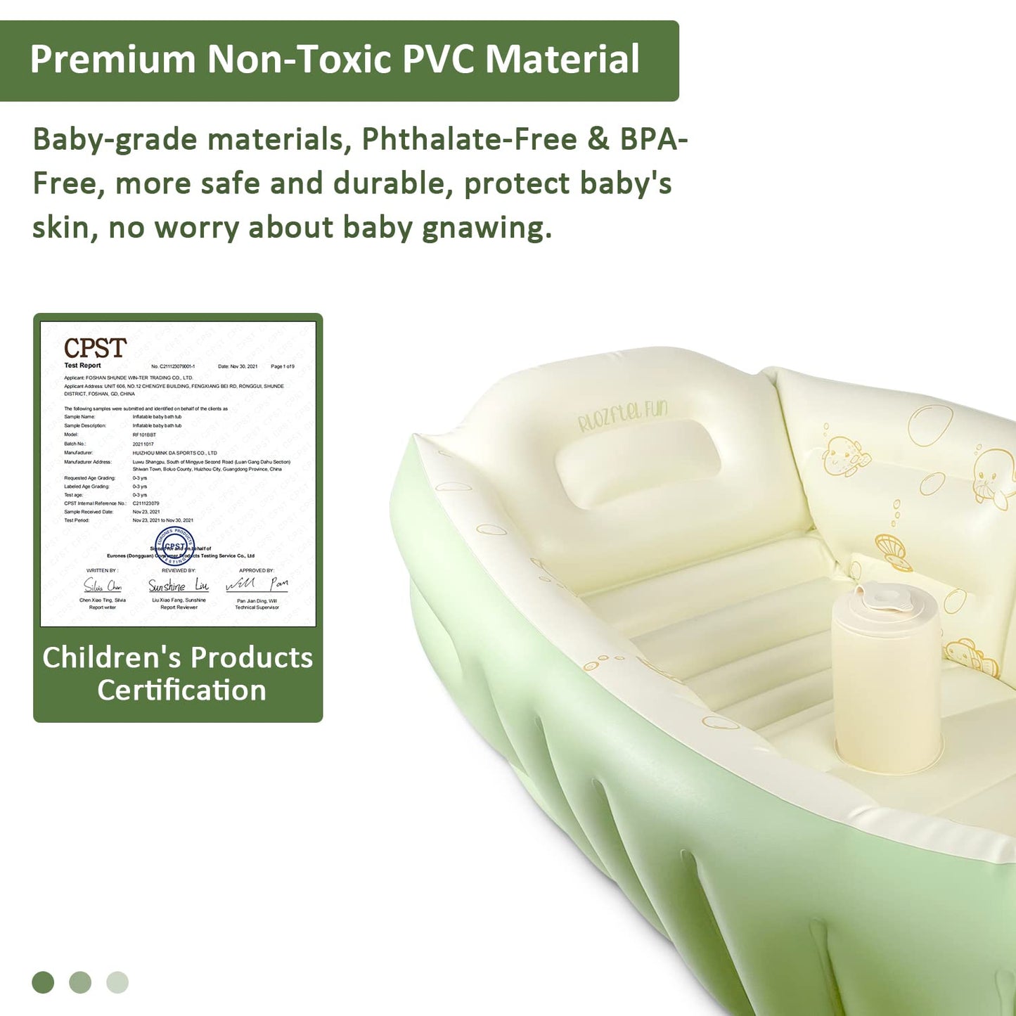 Rlozftel Baby Bathtub, Inflatable Baby Bathtub With Press Type Air Pump(Tool Free), Pvc Materials(Phthlate Free), Safety Non Sli