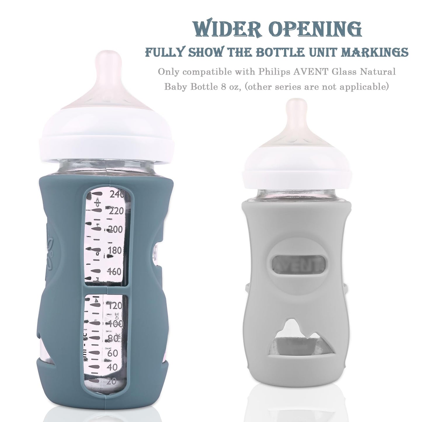 3 Pack Silicone Sleeves For Avent Natural Glass Baby Bottles, Anti Breakage Baby Bottle Holder, Compatible Philips Avent Glass N